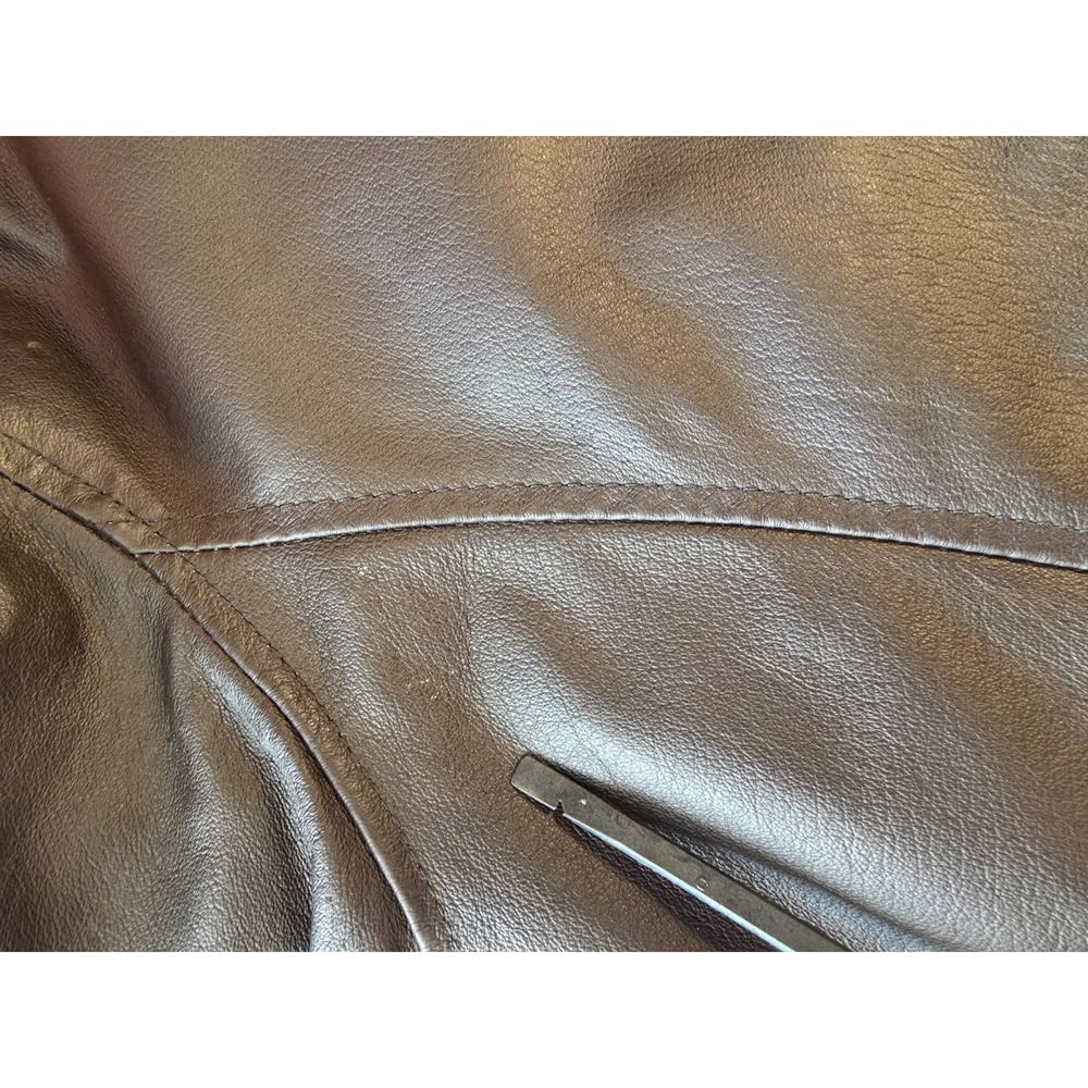 Air Force Men's Brown Leather Bomber Jacket Lined Zip Front Size 4XL - Picture 14 of 15